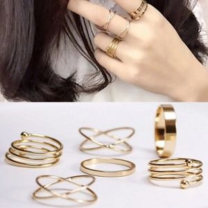 3/$30 6 Piece Gold Midi Ring Set Boho Festival
